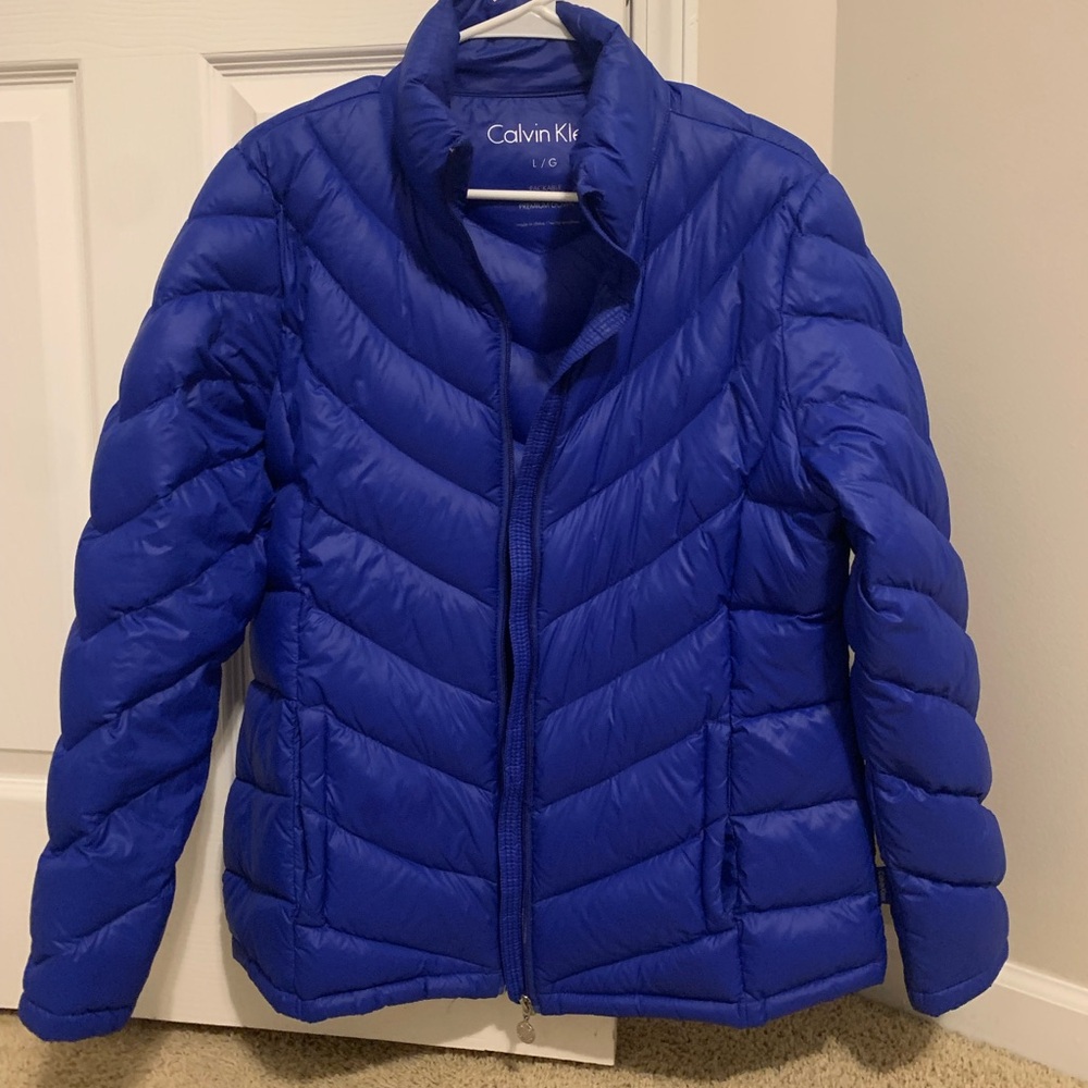 Calvin Klein Large Blue Puffer Jacket Premium Down Women’s
